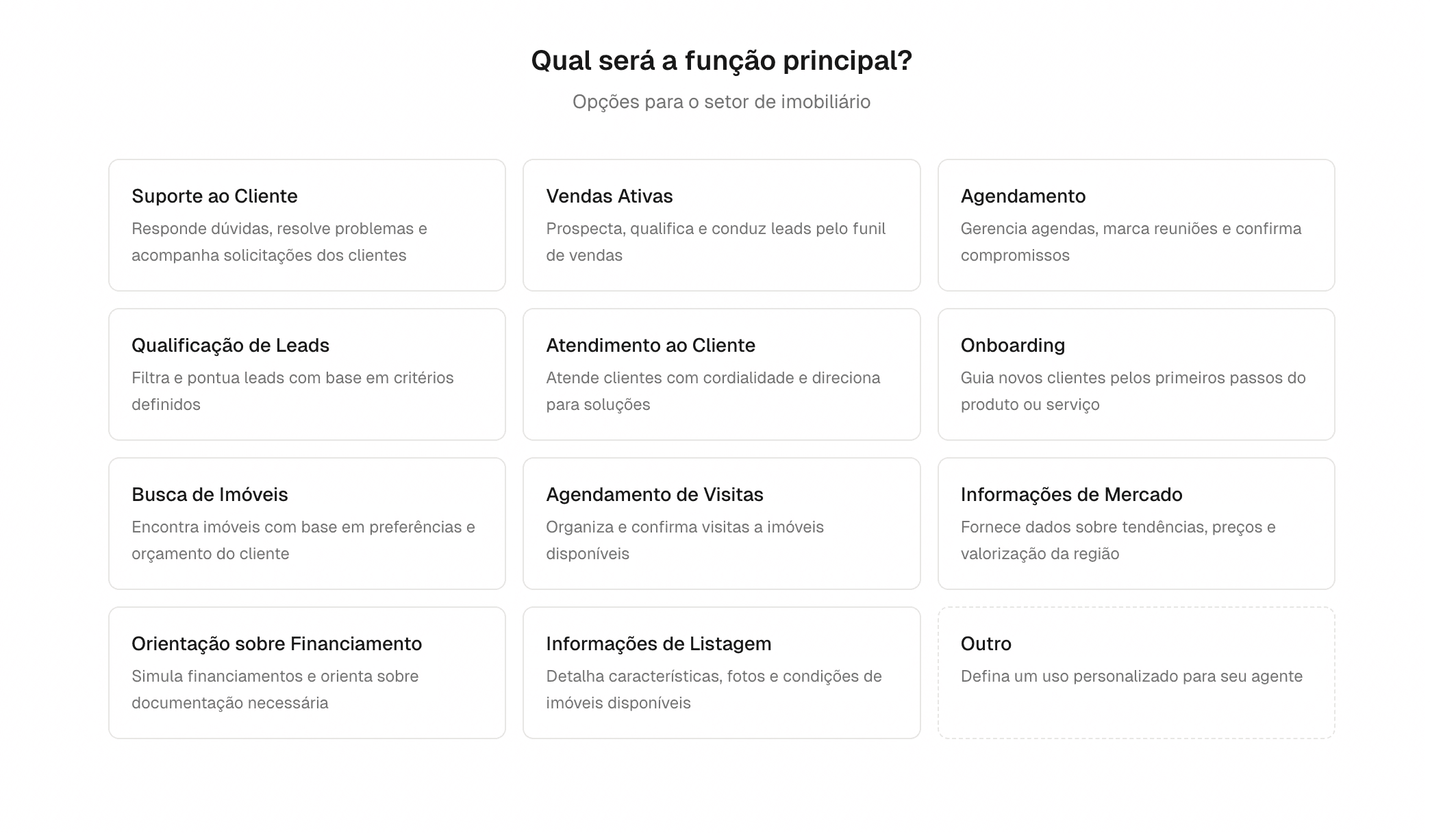 Funções disponíveis por segmento na plataforma NautisAgents